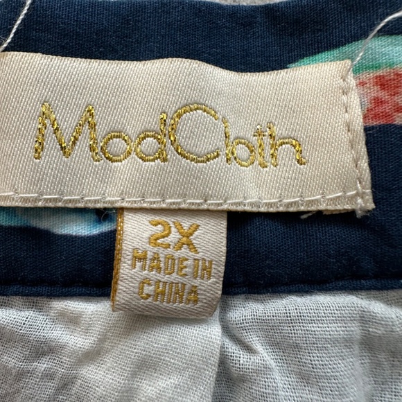 Modcloth Blue Ocean Marine Life Octopus Fish Print Mini A-Line Full Skirt Sz. 2X - Picture 3 of 15